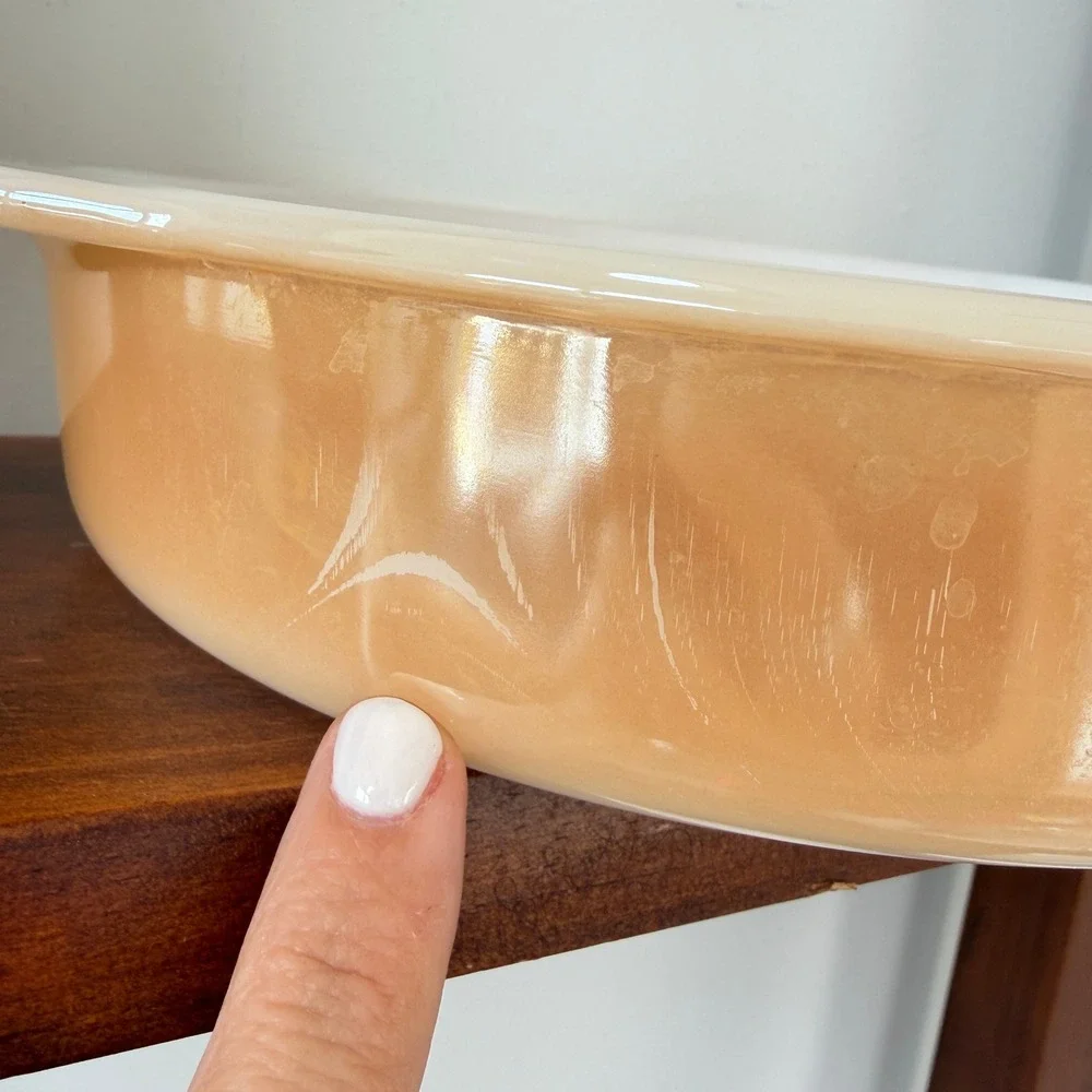 Vintage Fire-King Peach Lustre 450 Round Casserole Dish Milk Glass 8.25in